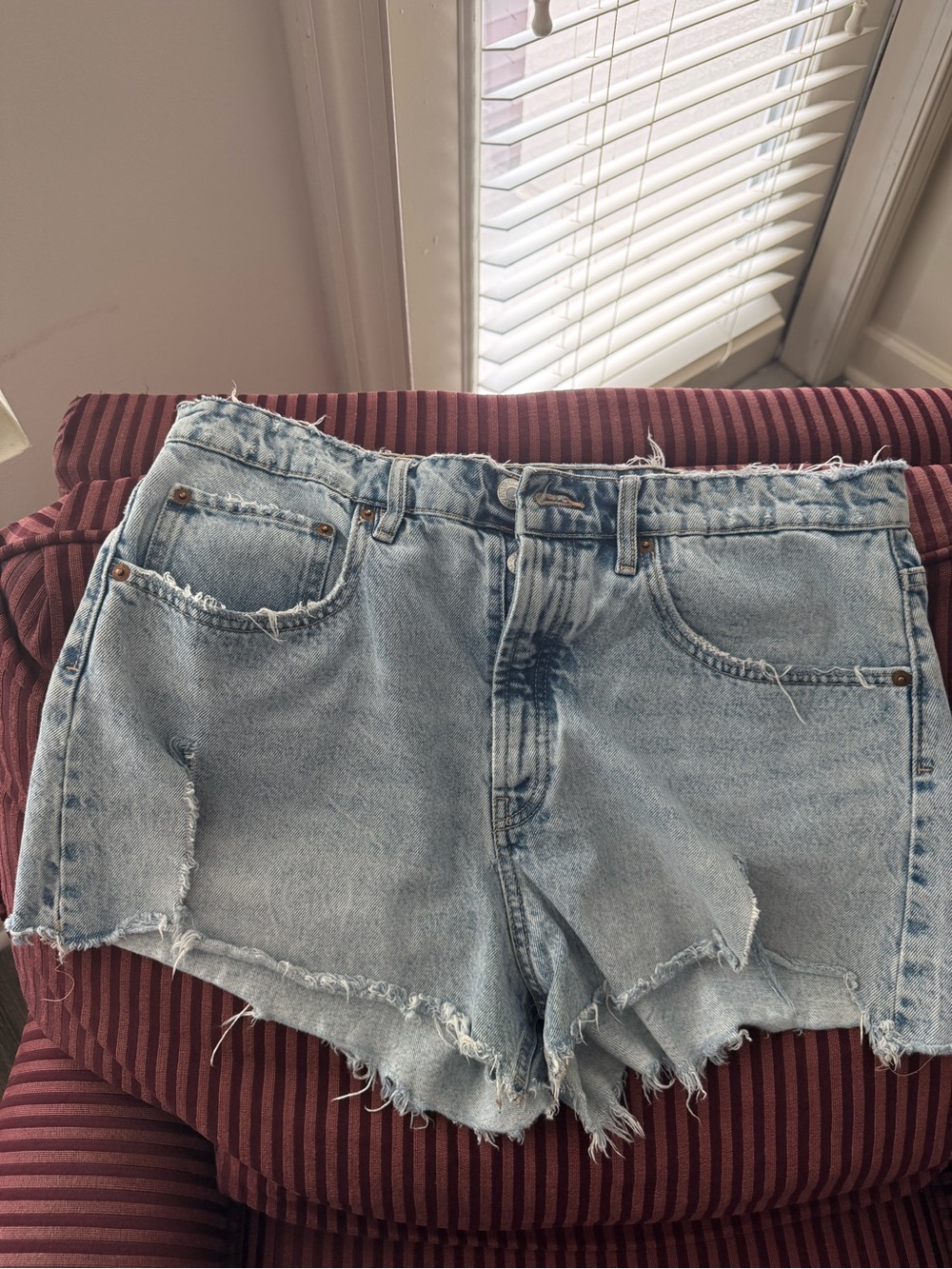 Zara Distressed Denim Shorts - Light Wash